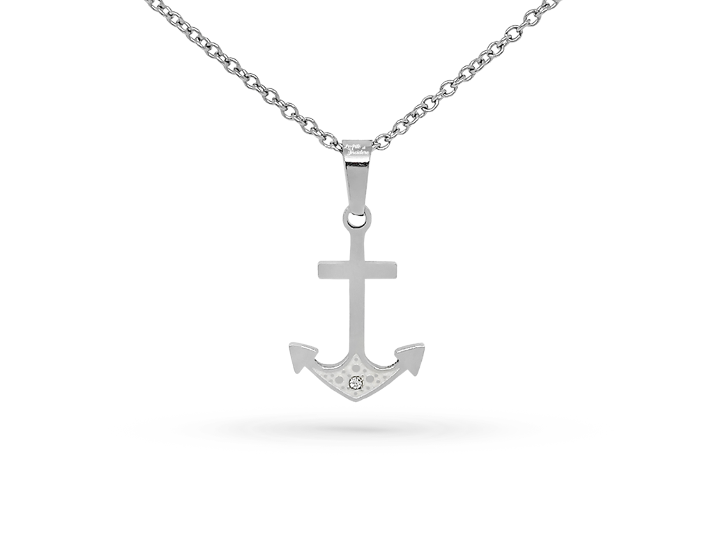 Collana ancora argentata 1 incisioni personalizzata