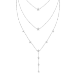 Collana a tre fili con stelle argentate lunga incisione personalizzata 1 per lato