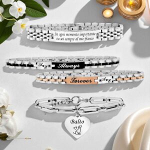 Bracciali personalizzati in acciaio con incisione laser, regalo di coppia